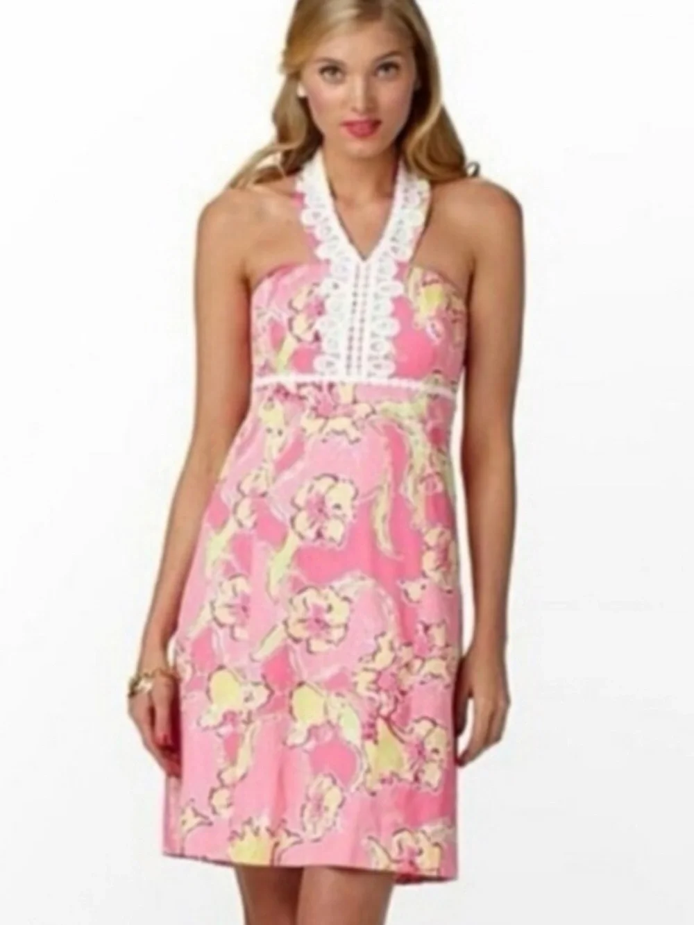 Lilly Pulitzer Isabel Halter dress in Hotty Pink Day Lily - Picture 2 of 6